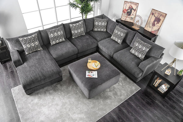 English Elm Living Massive Ottoman with Memory Foam Top, Cozy Chenille Upholstery, Solid Wood Legs, 42"x42" Gray 41 L x 41 W x 18 H B01179794