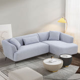 English Elm L-Shape Sectional Sofa Couch With Chaise,Metal Legs,Light Grey