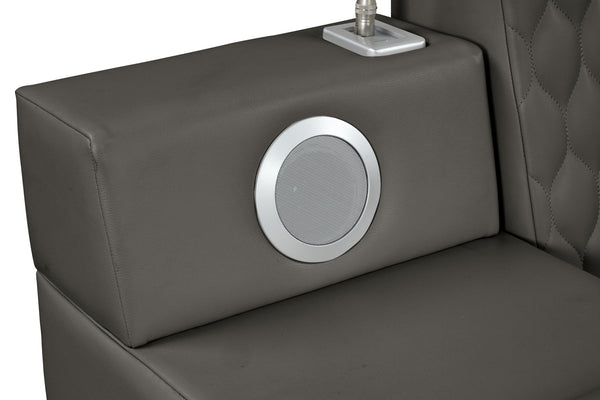 English Elm ZOYA Ultra-Modern Queen Bed with Massage Chaise, Bluetooth Speakers, USB Charging & Storage Gray B009S01666