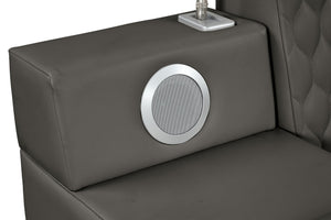 English Elm ZOYA Queen Gray Smart Bed with Massage Chaise, Bluetooth Speakers, USB Charging & Storage Drawers B009S01008