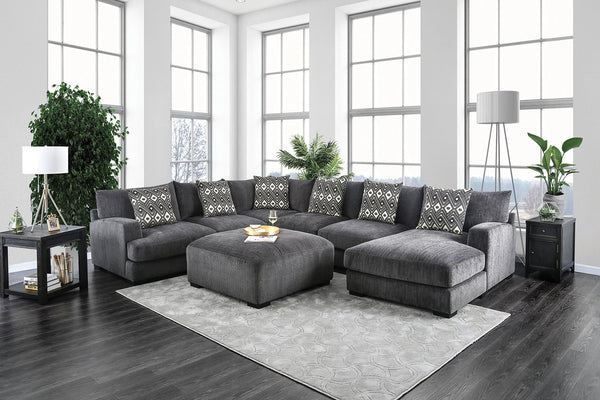English Elm Living Massive Ottoman with Memory Foam Top, Cozy Chenille Upholstery, Solid Wood Legs, 42"x42" Gray 41 L x 41 W x 18 H B01179794