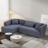 English Elm 102" L Shape Sectional Sofa Couch With Chaise Lounge For Living Room/ Office, Metal Legs,Dark Grey