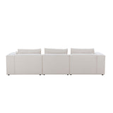 English Elm Modular Sectional Living Room Sofa Set, Modern Minimalist Style Couch With Ottoman and Reversible Chaise, L-Shape, White