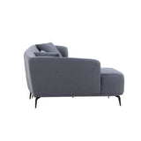 English Elm 102" L Shape Sectional Sofa Couch With Chaise Lounge For Living Room/ Office, Metal Legs,Dark Grey