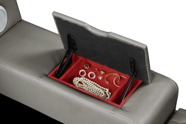 English Elm ZOYA Queen Gray Smart Bed with Massage Chaise, Bluetooth Speakers, USB Charging & Storage Drawers B009S01008