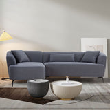 English Elm 102" L Shape Sectional Sofa Couch With Chaise Lounge For Living Room/ Office, Metal Legs,Dark Grey