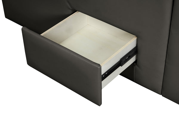 English Elm ZOYA Smart King Bed with Massager, Bluetooth Speakers, USB Charging, Storage & Reading Lights (Gray) B009S01667