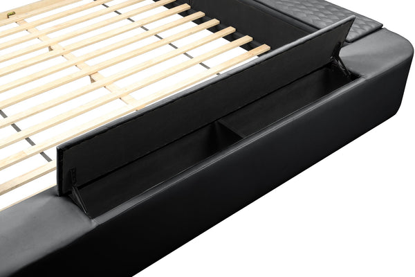 English Elm ZOYA Multifunctional King Bed with Massage, Bluetooth Speakers, USB Charging, Storage & Lights - Black B009S01669