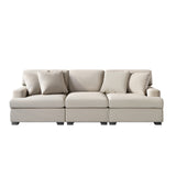 English Elm 3 Seat Sofa With Removable Back and Seat Cushions and 4 Comfortable Pillows