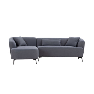 English Elm 102" L Shape Sectional Sofa Couch With Chaise Lounge For Living Room/ Office, Metal Legs,Dark Grey