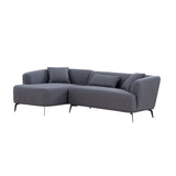 English Elm 102" L Shape Sectional Sofa Couch With Chaise Lounge For Living Room/ Office, Metal Legs,Dark Grey