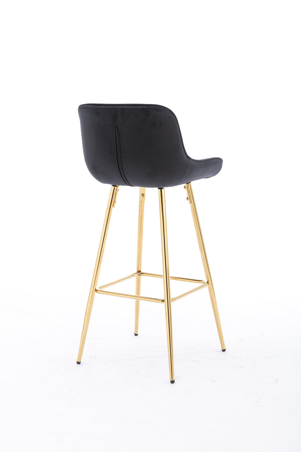 English Elm 26 Inch Set Of 2 Velvet Bar Stools With Golden Legs & Chrome Footrests – Chic & Comfortable Seating W124973004