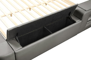 English Elm ZOYA Smart King Bed with Massager, Bluetooth Speakers, USB Charging, Storage & Reading Lights (Gray) B009S01667