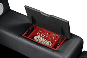 English Elm ZOYA Smart Queen Bed with Massage Chaise, Bluetooth Speakers, USB Charging, Lights & Storage Black B009S01668