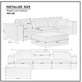 English Elm Modular Sectional Living Room Sofa Set, Modern Minimalist Style Couch With Ottoman and Reversible Chaise, L-Shape, White