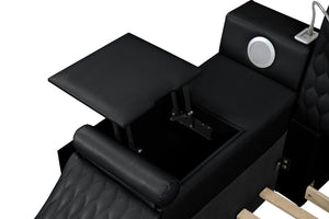 English Elm ZOYA King Bed Black — Smart Multifunctional Platform with Massage Chaise, Bluetooth, USB, Storage B009S01013