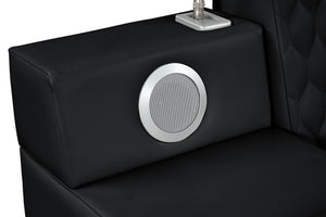 English Elm ZOYA Smart Queen Bed with Massage Chaise, Bluetooth Speakers, USB Charging, Lights & Storage Black B009S01668