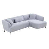 English Elm L-Shape Sectional Sofa Couch With Chaise,Metal Legs,Light Grey