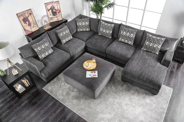 English Elm Living Massive Ottoman with Memory Foam Top, Cozy Chenille Upholstery, Solid Wood Legs, 42"x42" Gray 41 L x 41 W x 18 H B01179794