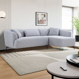 English Elm L-Shape Sectional Sofa Couch With Chaise,Metal Legs,Light Grey