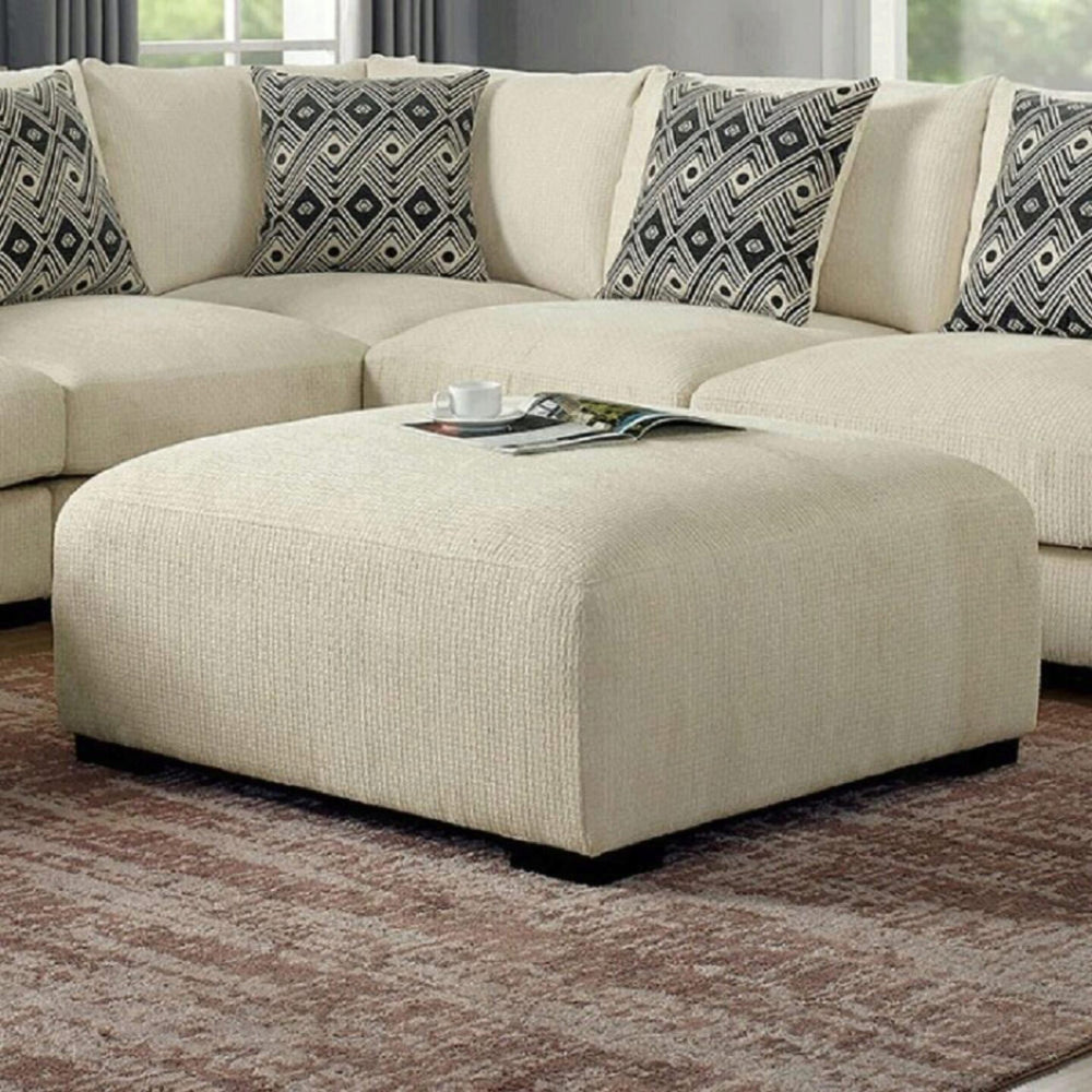 English Elm Living Massive Ottoman with Memory Foam Top, Cozy Chenille Upholstery, Solid Wood Legs, 42"x42" Beige 41 L x 41 W x 17.5 H B01179793