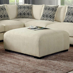 English Elm Living Massive Ottoman with Memory Foam Top, Cozy Chenille Upholstery, Solid Wood Legs, 42"x42" Beige 41 L x 41 W x 17.5 H B01179793