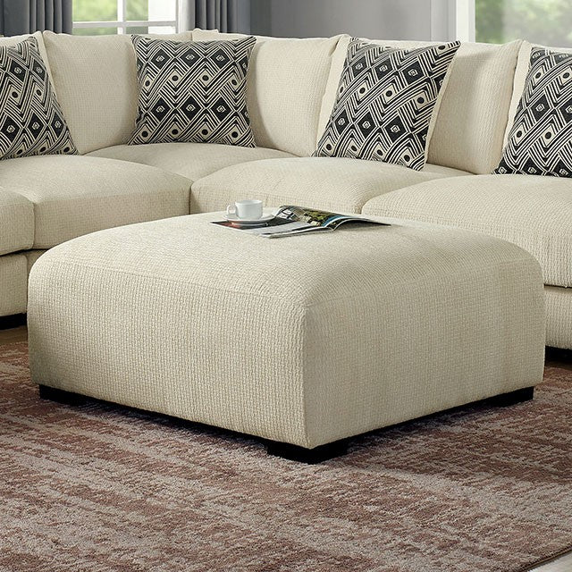 English Elm Living Massive Ottoman with Memory Foam Top, Cozy Chenille Upholstery, Solid Wood Legs, 42"x42" Beige 41 L x 41 W x 17.5 H B01179793