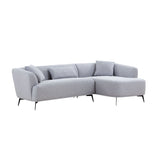 English Elm L-Shape Sectional Sofa Couch With Chaise,Metal Legs,Light Grey