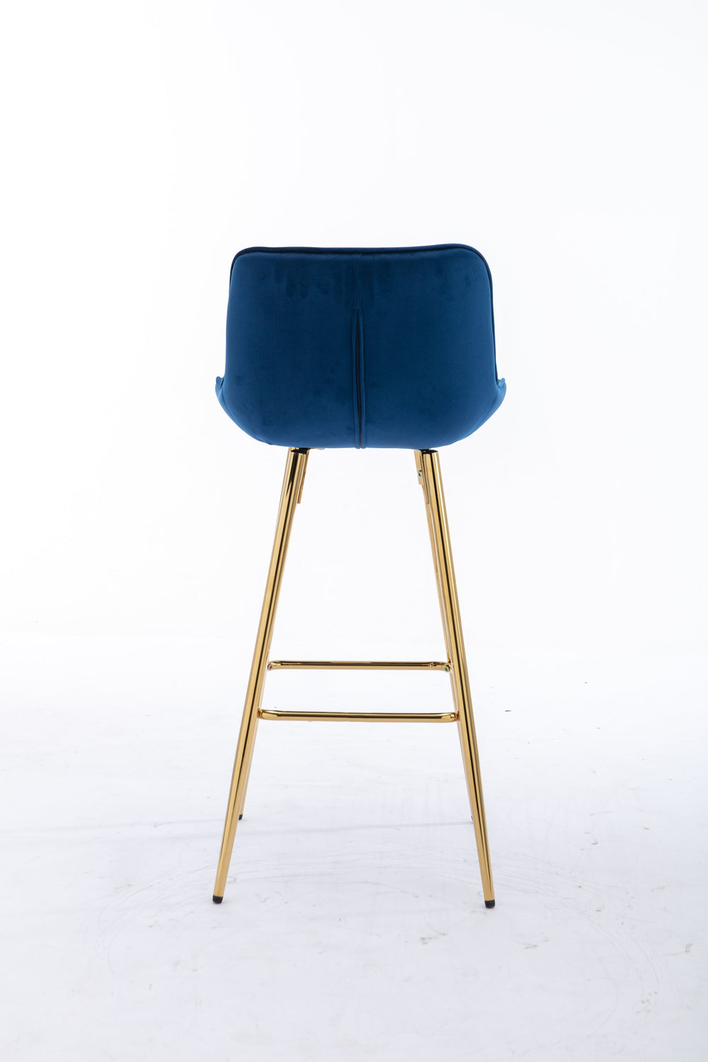 English Elm 26 Inch Set Of 2 Elegant Velvet Bar Stools With Gold Steel Frame, Plush Blue Design For Comfort W124973003