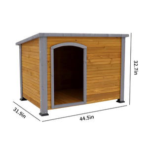 English Elm Dog Kennel Solid Wood Raised Base Weatherproof Shelter for Large Breeds Indoor Outdoor W143169243