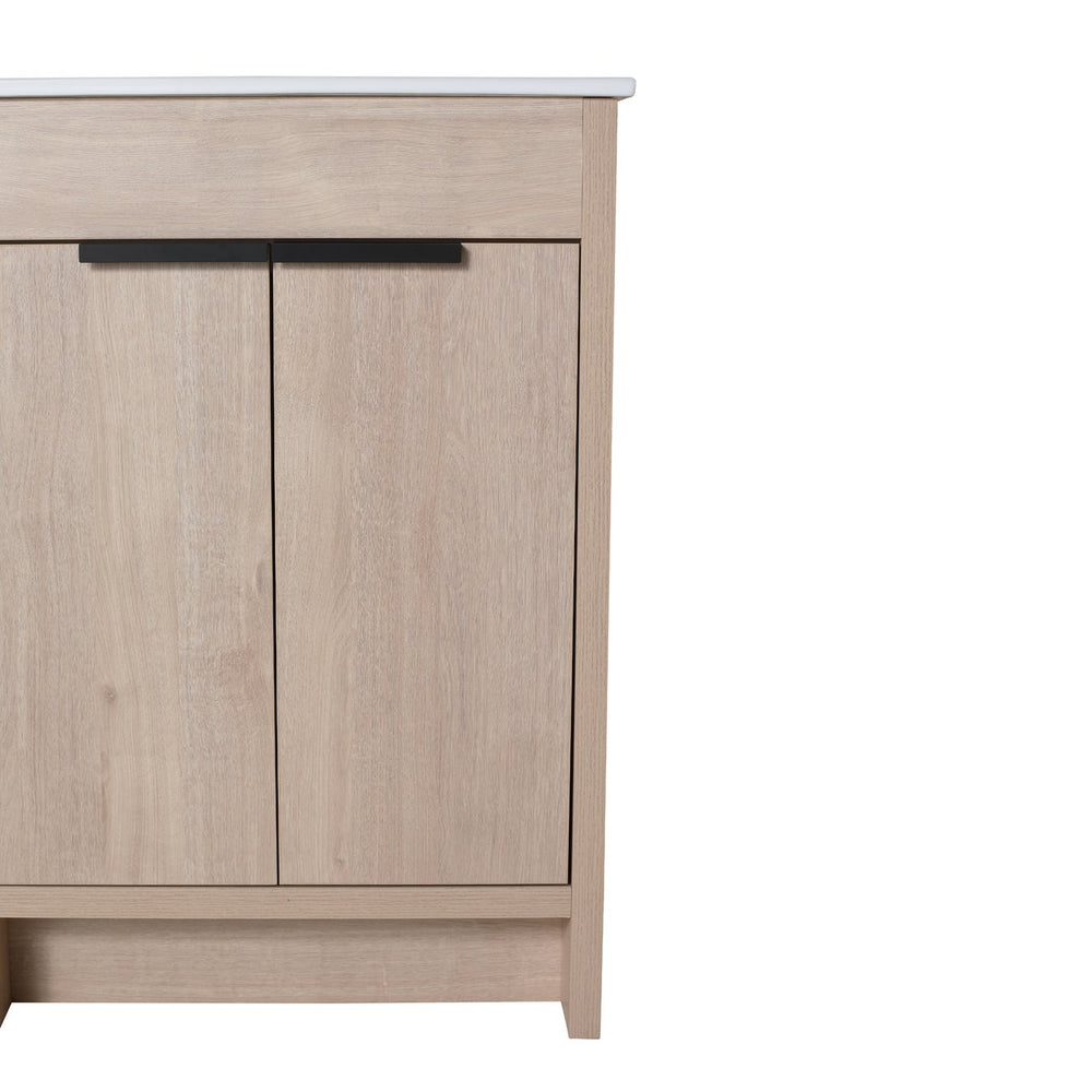 English Elm 24" Freestanding Bathroom Vanity Cabinet Only with Soft-Close Doors, Eco Plywood, Adjustable Shelves, Handles W99972838