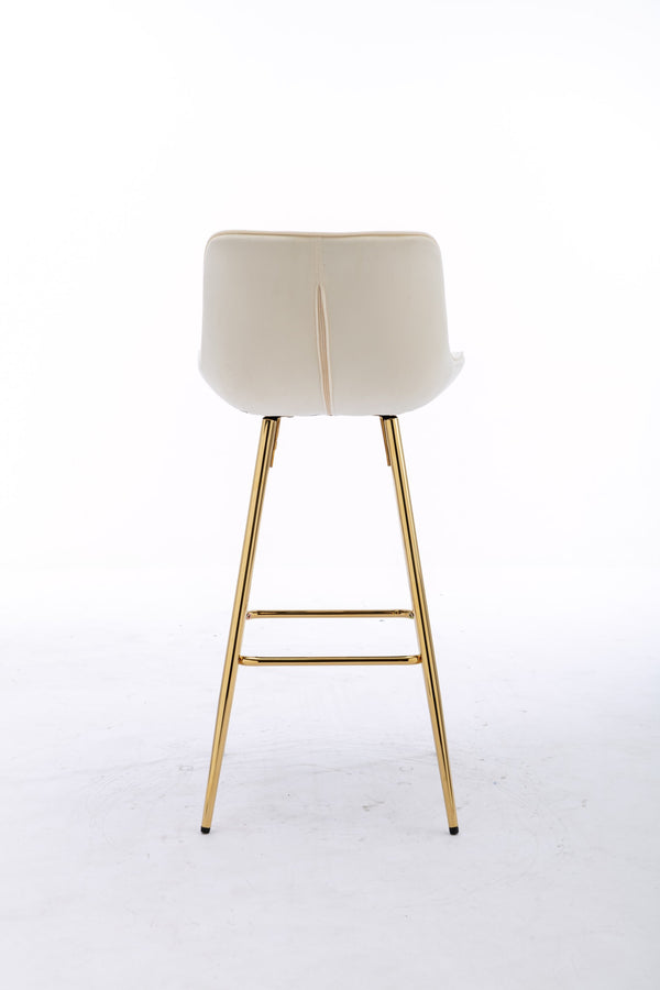 English Elm 30 Velvet Counter Stools Set of 2 with Chrome Footrest and Gold Legs — Plush Upholstery, Modern Chic Cream W124972999