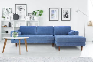 English Elm Anderson Raf Sectional Sofa Low Profile Denim Fabric Casual Living Room Chaise Seating B054S00002