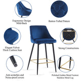 English Elm Blue Velvet Swivel Bar Chair Bar Stool and Metal Modern High Bar Furniture Commercial Furniture