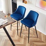 English Elm Blue Velvet Swivel Bar Chair Bar Stool and Metal Modern High Bar Furniture Commercial Furniture