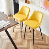Hearth and Haven Yellow Velvet Swivel Bar Chair Bar Stool and Metal Modern High Bar Furniture Commercial Furniture W116465727