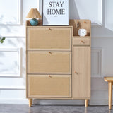 Modern Minimalist MDF Bed Top Cabinet Japanese Rattan Shoe Cabinet for Hallways/Living Rooms