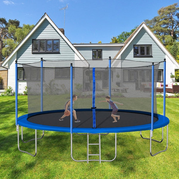 English Elm 14ft Backyard Trampoline Galvanized Steel Frame 360 Enclosure Net Ladder Included W28580537