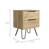 English Elm Light Oak 2-Drawer Rectangle Nightstand