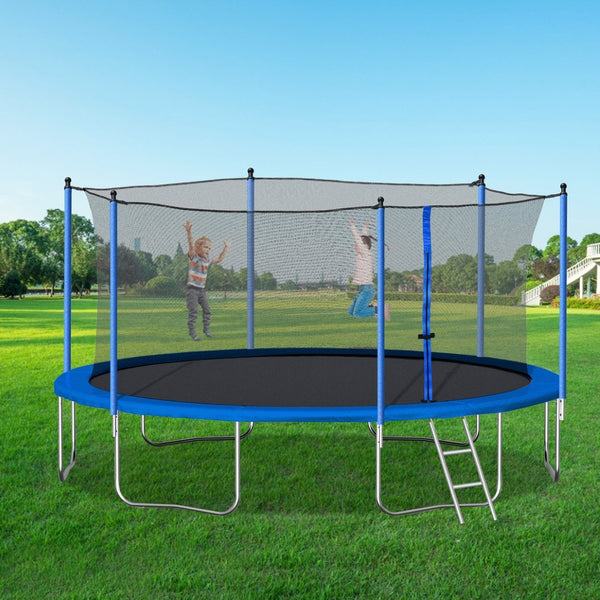 English Elm 14ft Backyard Trampoline Galvanized Steel Frame 360 Enclosure Net Ladder Included W28580537