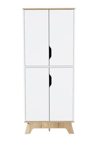 English Elm Brinnon Light Oak & White Kitchen Pantry Cabinet with 4 Shelves, 4 Doors, Compact Countertop Appeal B06280617
