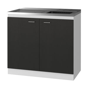 English Elm Dark Walnut Contemporary 2-Door Utility Sink Cabinet with Spacious Storage, Durable Countertop Workspace 39.3" B062S00148