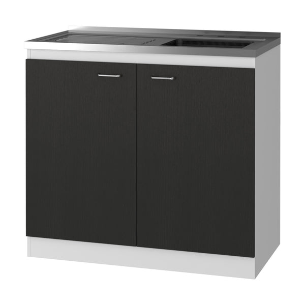 English Elm Dark Walnut Contemporary 2-Door Utility Sink Cabinet with Spacious Storage, Durable Countertop Workspace 39.3" B062S00148