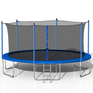 English Elm 14ft Backyard Trampoline Galvanized Steel Frame 360 Enclosure Net Ladder Included W28580537