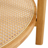 English Elm Modern Simple Circular Double-Layer Solid Wood Tea Table Rattan Woven Chinese Side Table Small Round Table Suitable For Living Room, Dining Room and Bedroom