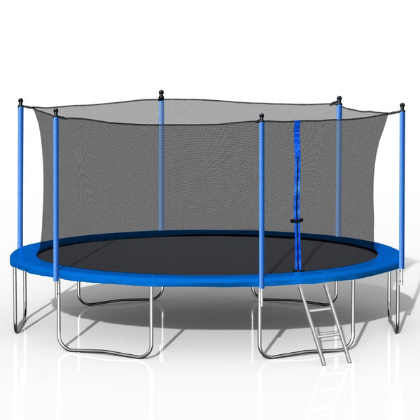 English Elm 14ft Backyard Trampoline Galvanized Steel Frame 360 Enclosure Net Ladder Included W28580537