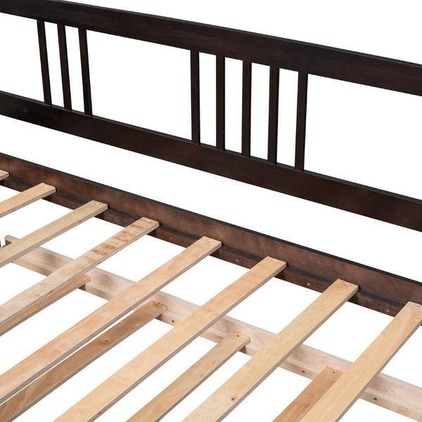 English Elm Twin Pine Wood Daybed with Roll-out Trundle Sleeper for Guest or Kids Room WF295030AAP