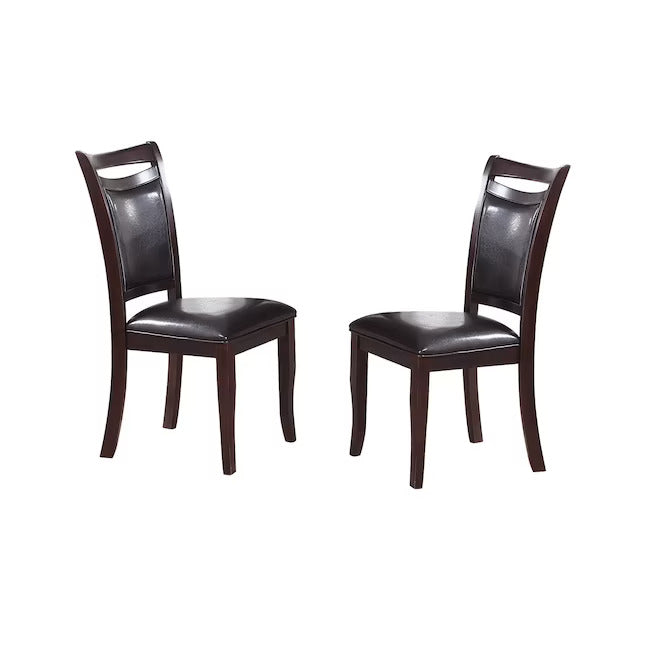 English Elm Set of 2 Side Chairs Espresso Wood Finish with Padded Dark Brown Faux Leather Seats, Mid-Century Chic B01179974