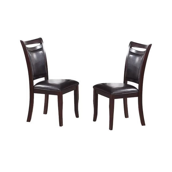 English Elm Set of 2 Side Chairs Espresso Wood Finish with Padded Dark Brown Faux Leather Seats, Mid-Century Chic B01179974