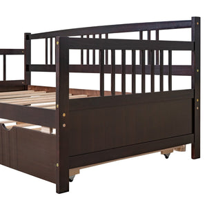 English Elm Twin Pine Wood Daybed with Roll-out Trundle Sleeper for Guest or Kids Room WF295030AAP